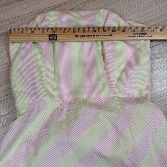 Lilly Pulitzer Sienna Pink Lime Green Striped Seersucker Strapless Floral Sz 6 - Picture 3 of 8